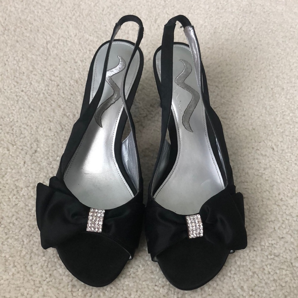 Black Satin Heels